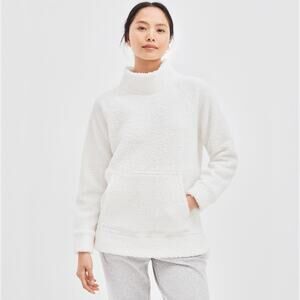 Haven Well Within Womens Sherpa Funnel Neck Pullover Sweater in Cream Size XXL